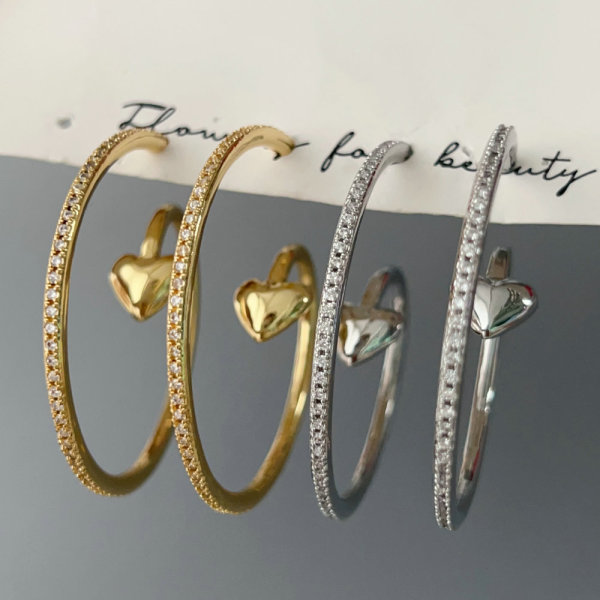 Pave zircon heart hoop
