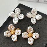 Glass shell flower earrings