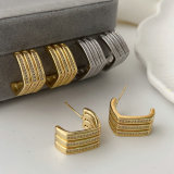 Pave zircon square earrings