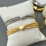 Gold ball heart bracelet