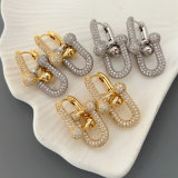 Pave zircon chunky link earrings
