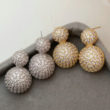 Pave zircon ball earrings