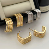 Pave zircon square earrings