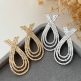 Pave zircon corss earrings