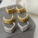Pave zircon square earrings
