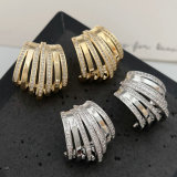 Pave zircon fan earrings