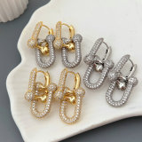 Pave zircon chunky link earrings