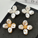 Glass shell flower earrings