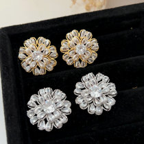 Pave zircon flower earrings