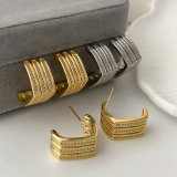 Pave zircon square earrings