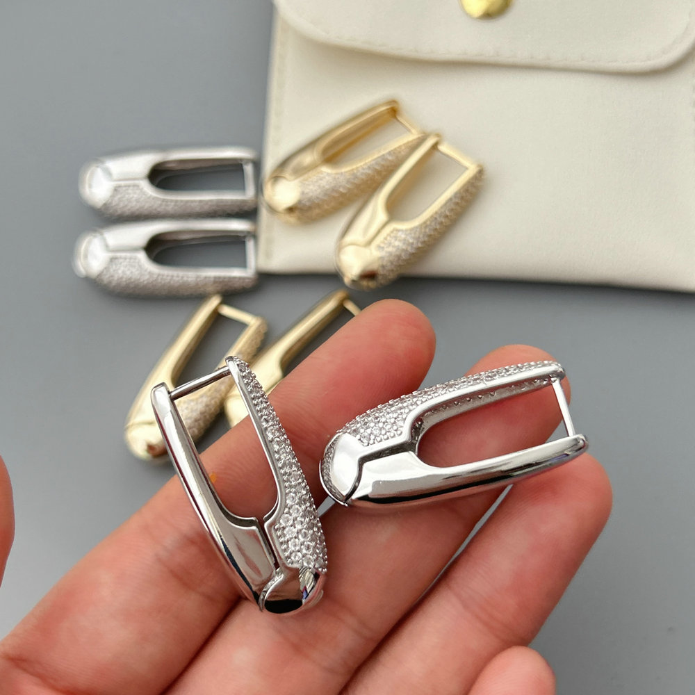 Pave zircon bar earrings