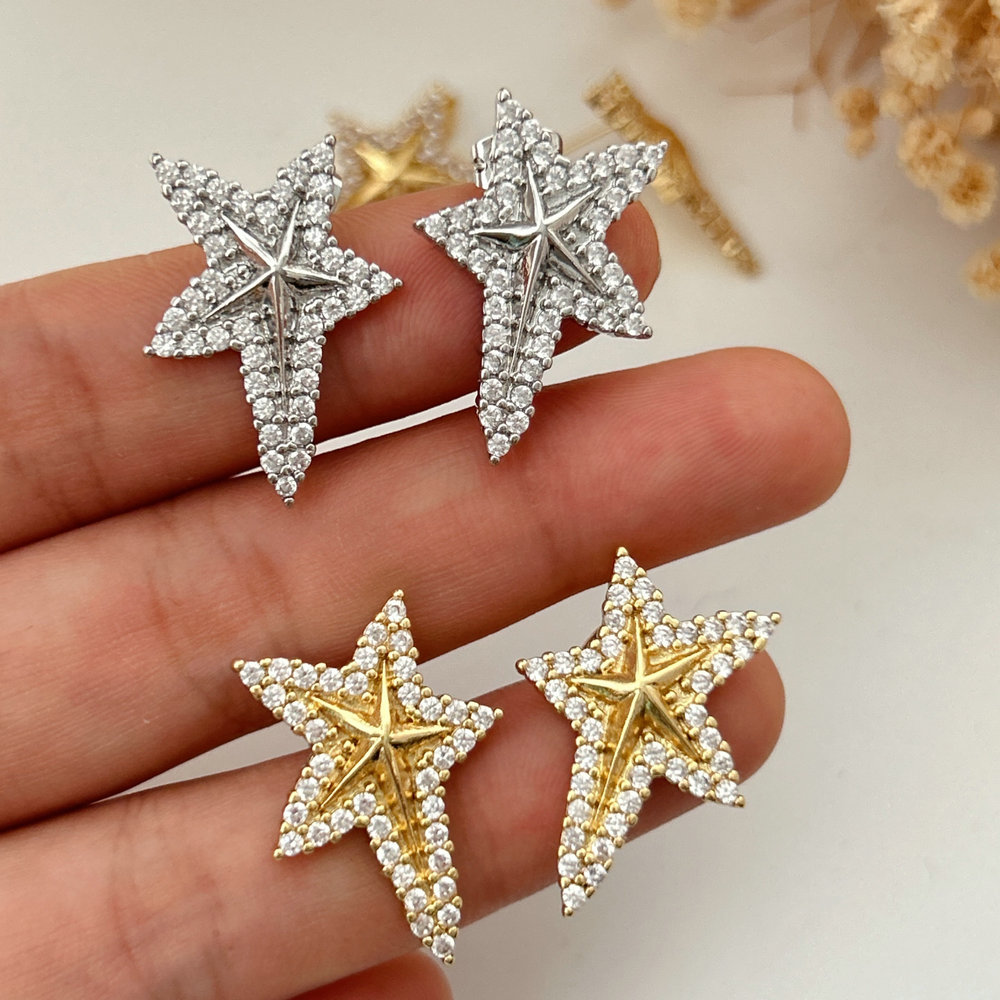 Pave star earrings