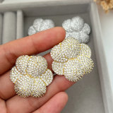 Chunky pave zircon flower earrings