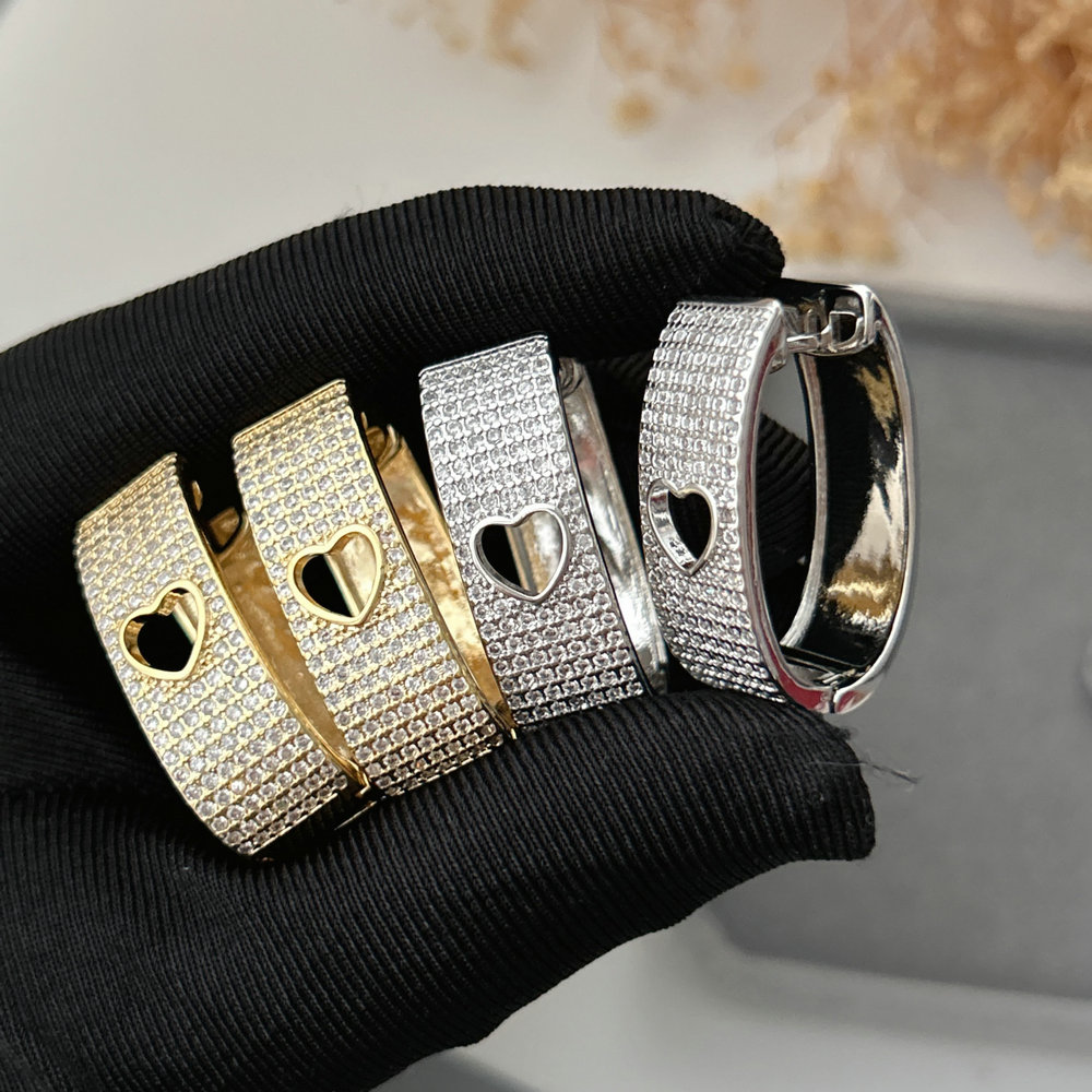 Pave heart earrings