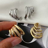 Pave chunky link chain earrings