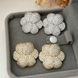 Chunky pave zircon flower earrings