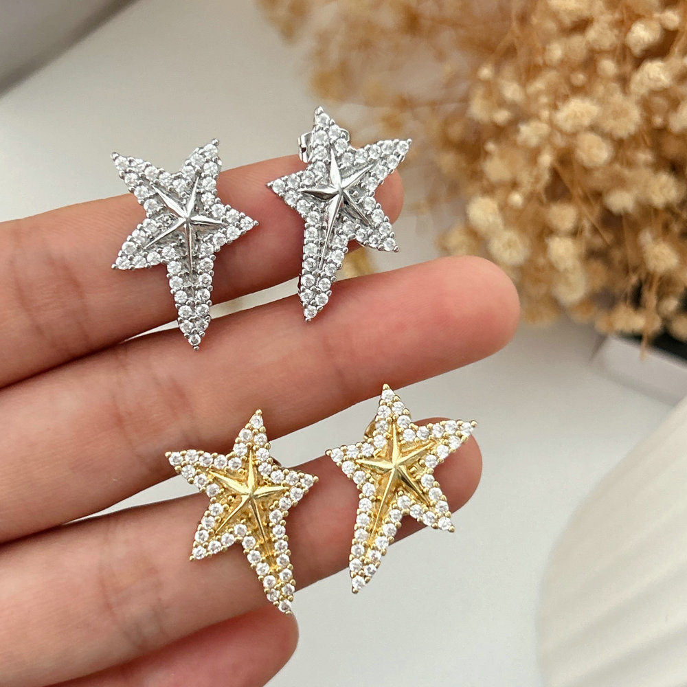 Pave star earrings