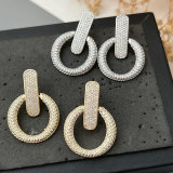 Pave circle earrings