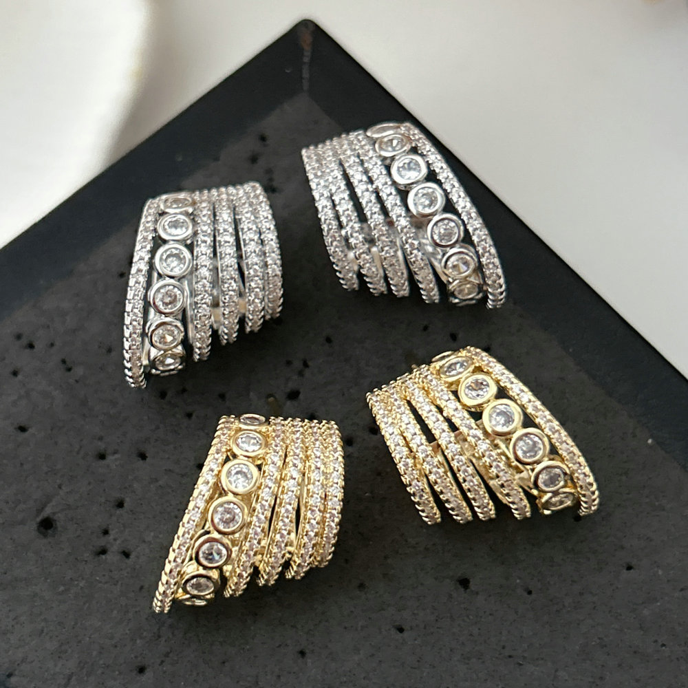 Pave fan zircon earrings