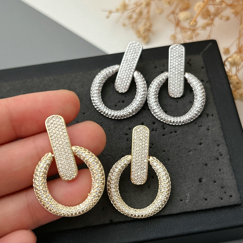 Pave circle earrings