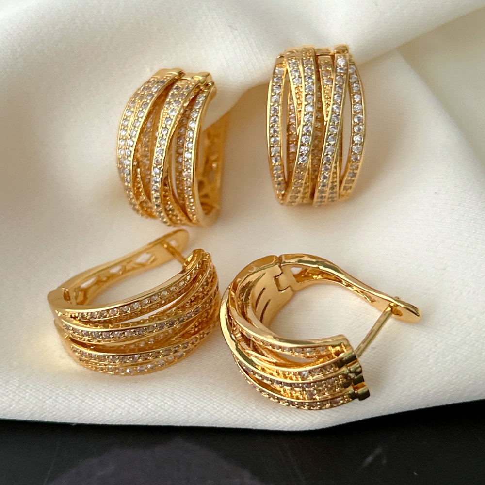 Pave zircon twist earrings