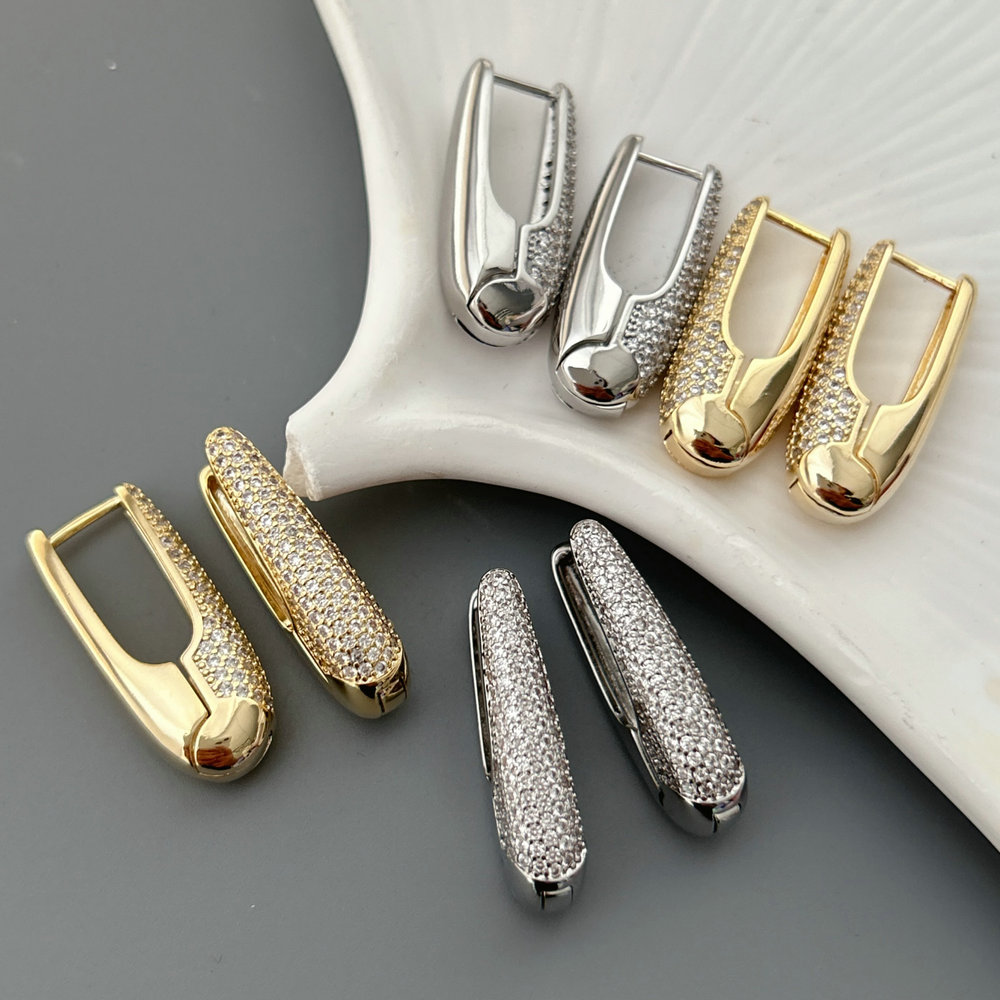 Pave zircon bar earrings