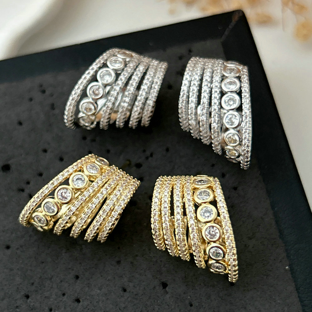 Pave fan zircon earrings