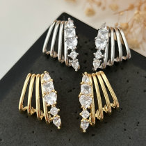 Pave zircon fan earrings
