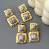Pave zircon biocolor square earrings