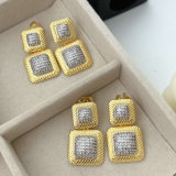 Pave zircon biocolor square earrings