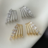 Pave zircon fan earrings