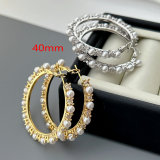 40mm pave zircon pearl hoop