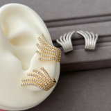 Pave zircon fan earrings