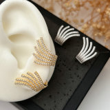 Pave zircon fan earrings
