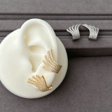 Pave zircon fan earrings