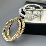 50mm Pave zircon pearl hoop