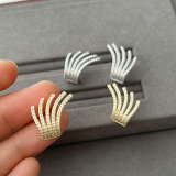 Pave zircon fan earrings