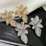 Pave chunky flower earrings