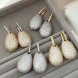 Chunky oval shape zircon earrings