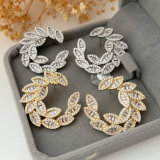Pave flower zircon earrings