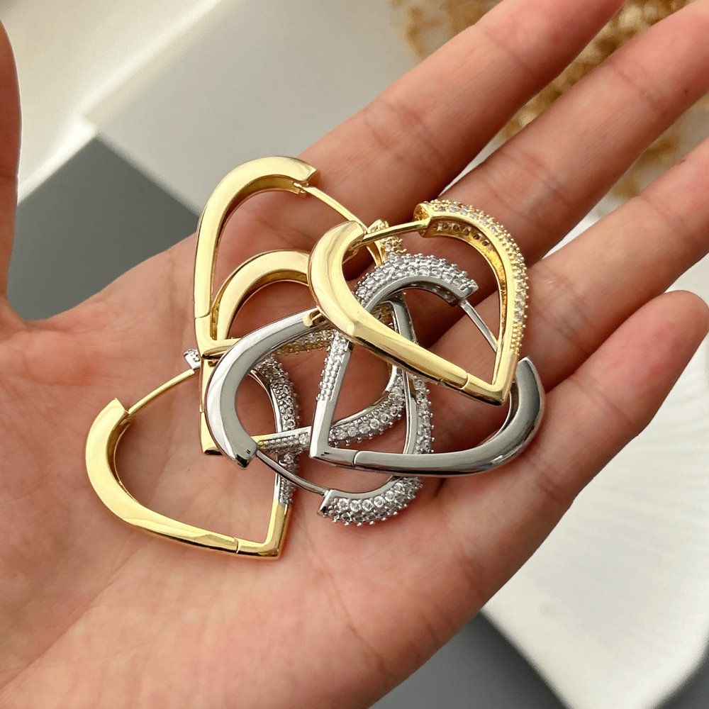 Pave heart earrings