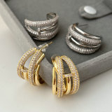 Pave zircon nail earrings