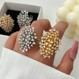 Pave chunky flower ring