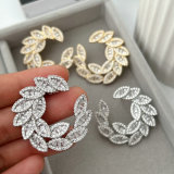 Pave flower zircon earrings
