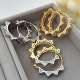 Pave zircon flower earrings