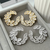 Pave flower zircon earrings
