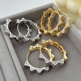 Pave zircon flower earrings