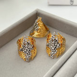Pave zircon bicolor ring
