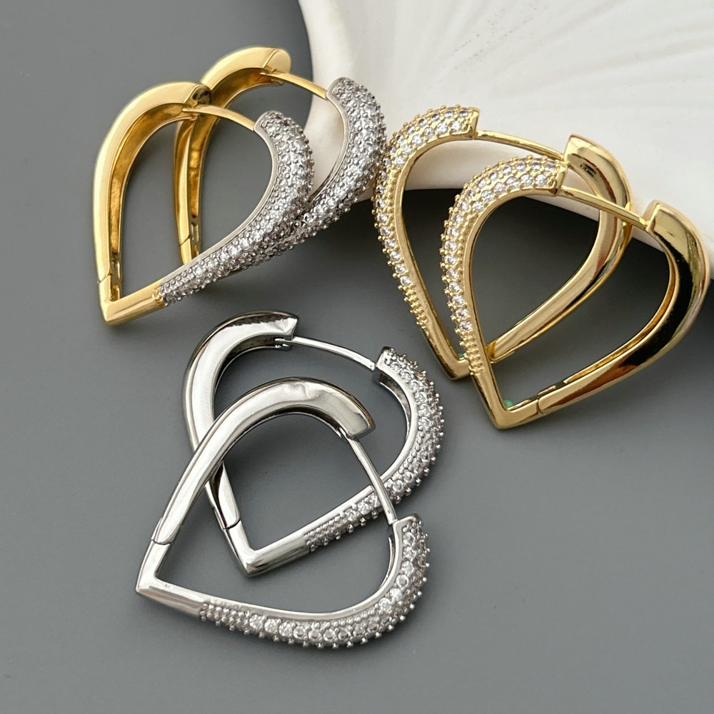 Pave heart earrings