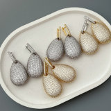 Chunky oval shape zircon earrings